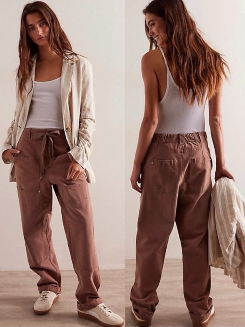 Free People Hayden Pull On Pants in Brownie Size XS NEW Cargo Bohemian Neutral